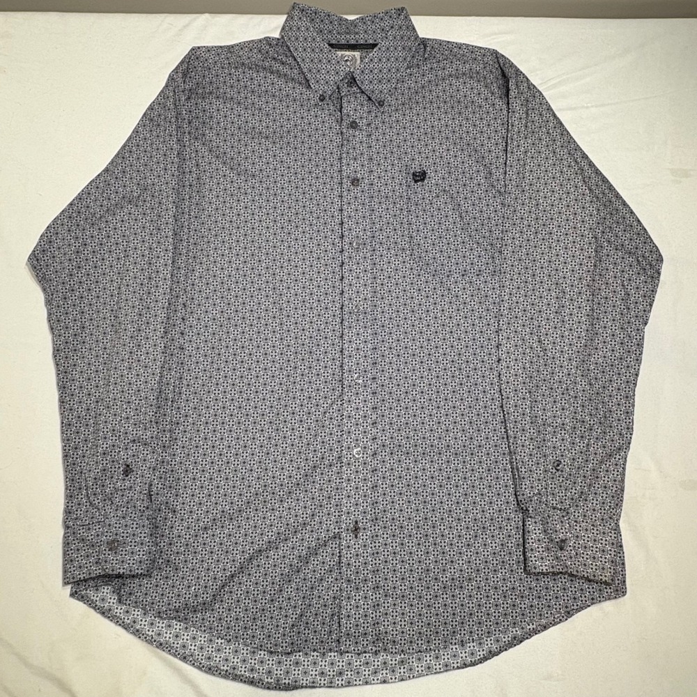 Cinch Button Down Shirt Mens M Grey Black Medallion Geometric MTW1105499 Western - Picture 2 of 8